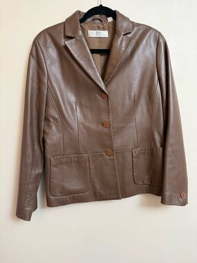 City DKNY 100% Leather Blazer Jacket